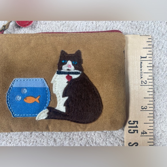 Xhilaration Y2K 2001 Vintage NWT Cat Goldfish camel tan coin purse - Picture 3 of 5